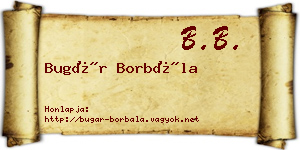 Bugár Borbála névjegykártya